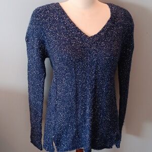 Anthropologie Velvet by Graham & Spencer blue cable knit sweater